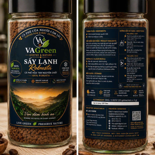 Cà phê Sấy lạnh Robusta 100%  (1 ký)